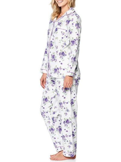 White and purple floral pijama set