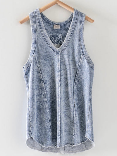 Washed solid color tank top
