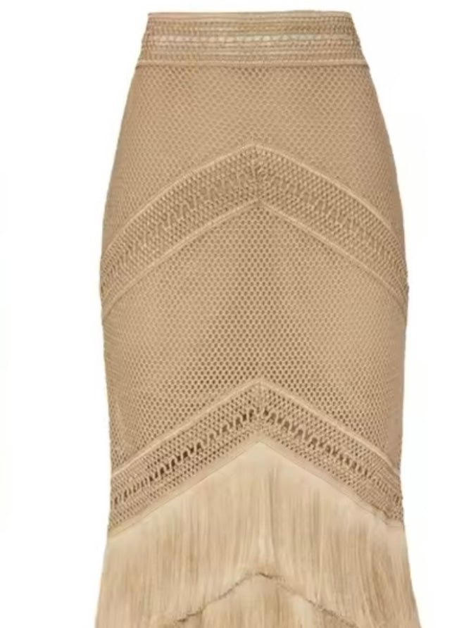 Gold tassels set of 2 swimsuit and maxi skirt
