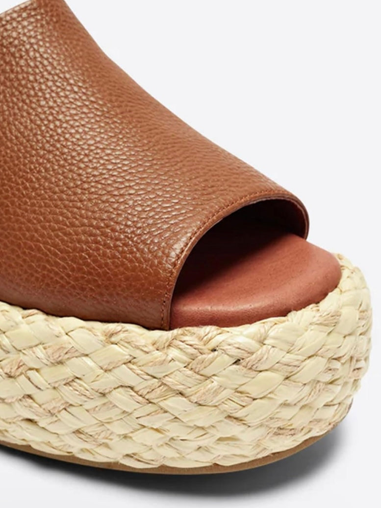 Brown high heels espadrilles platform sandals