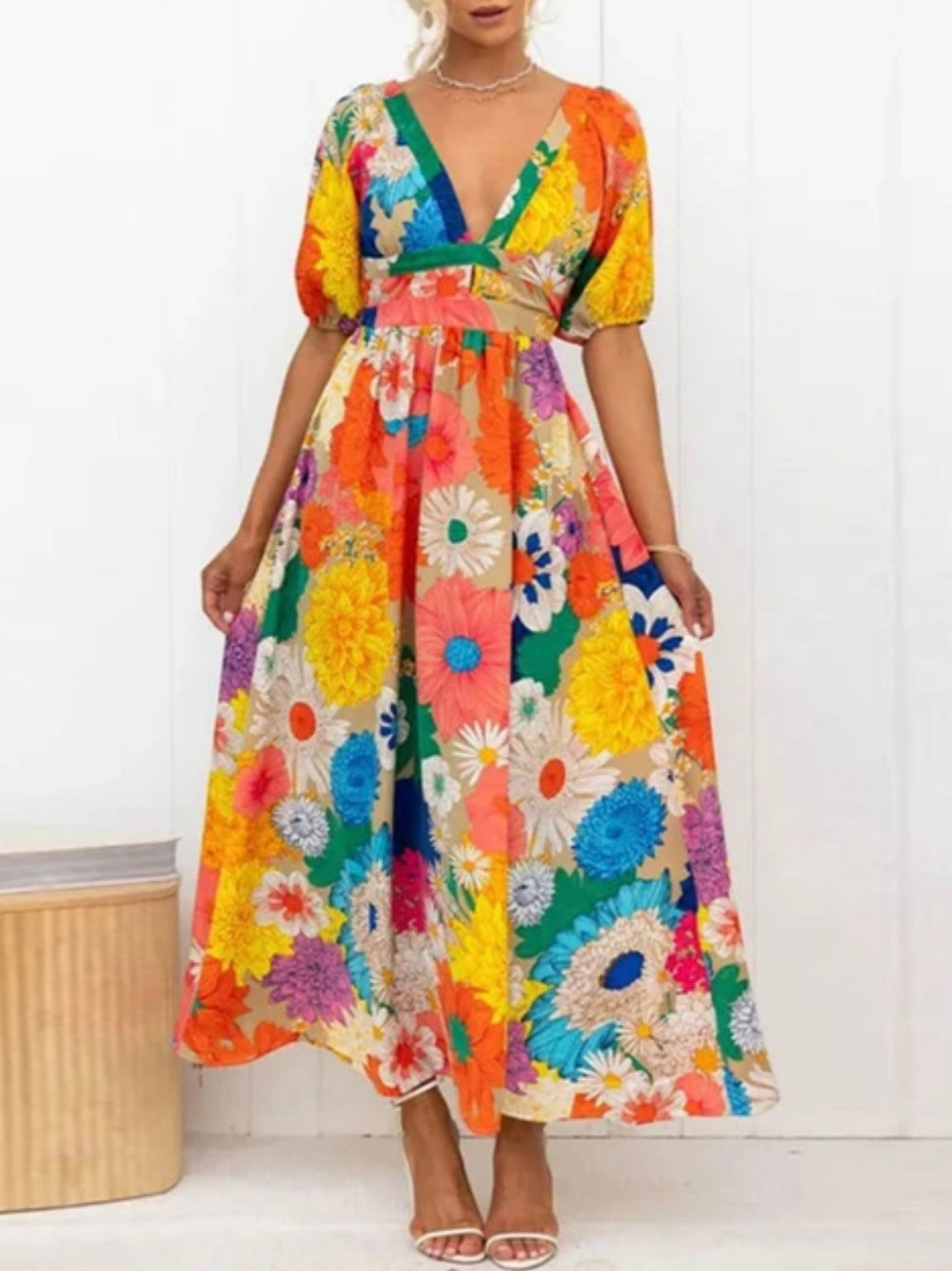 Multicolored floral maxi dress