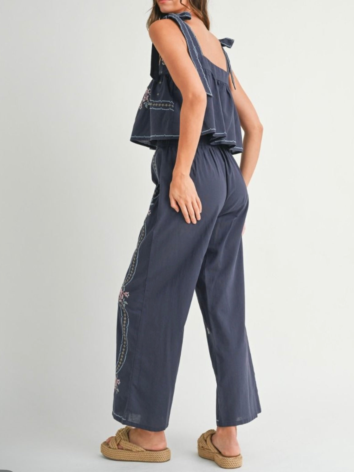 Blue floral set of 2 top and pants