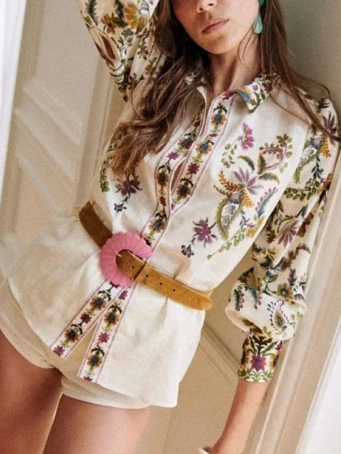 Beige floral shirt