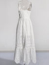 White boho deep V-neck lace dress
