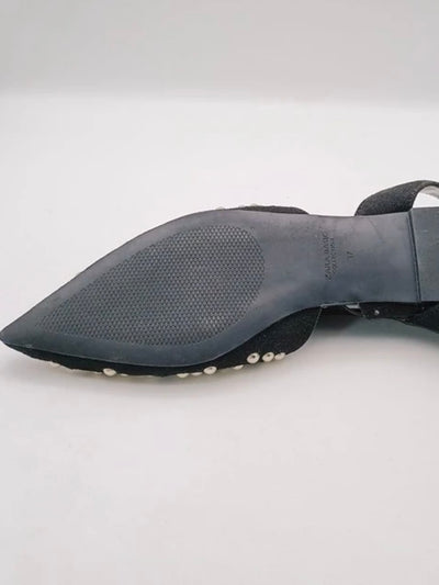 Black studded slingshot flats shoes