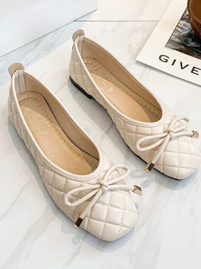 Beige vanilla slip on flats loafers shoes