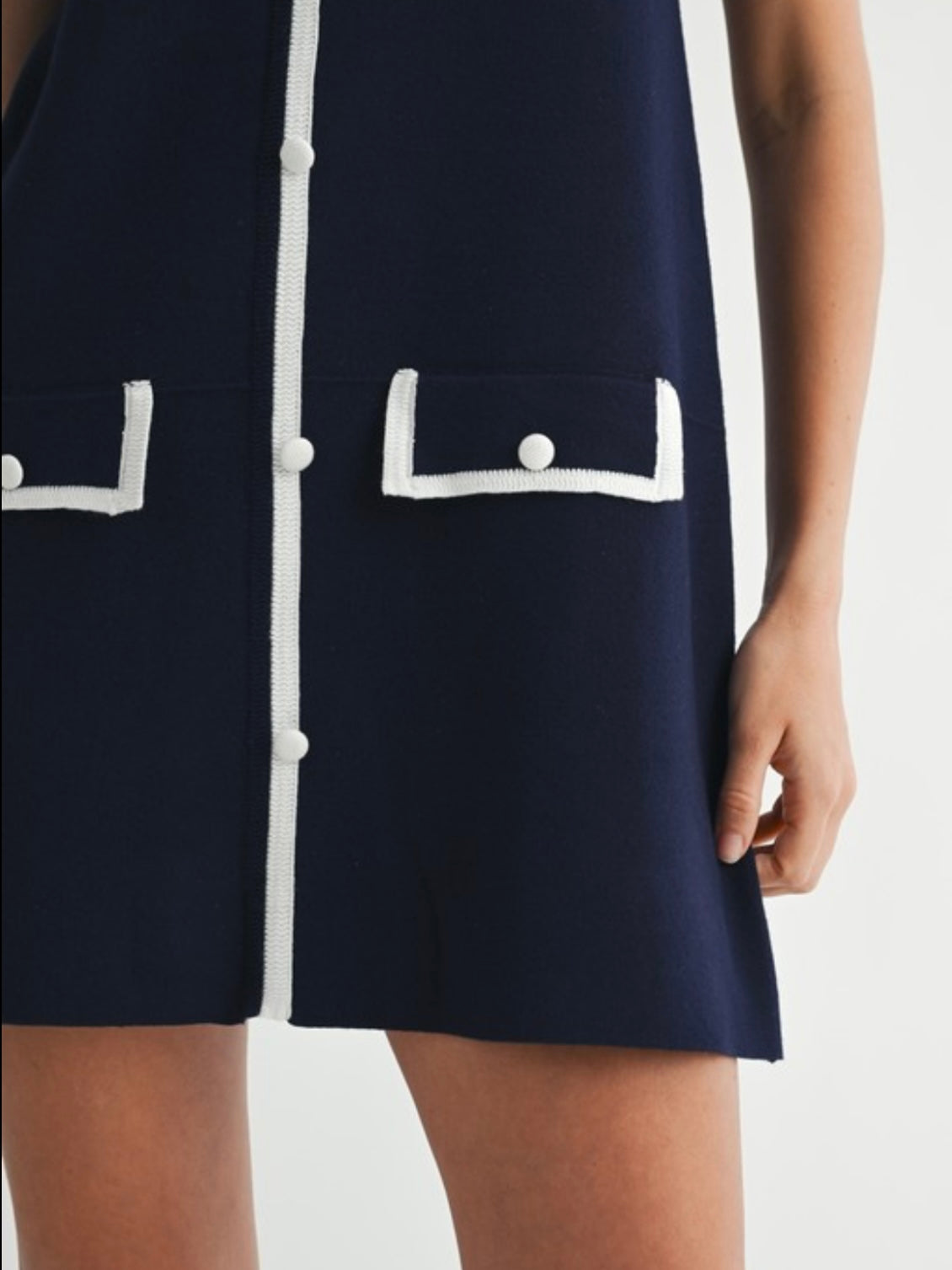 Navy blue short sleeves mini dress