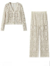 Off white knitted crochet sweater and pants set