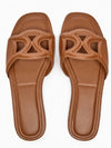 Brown flat slides sandals