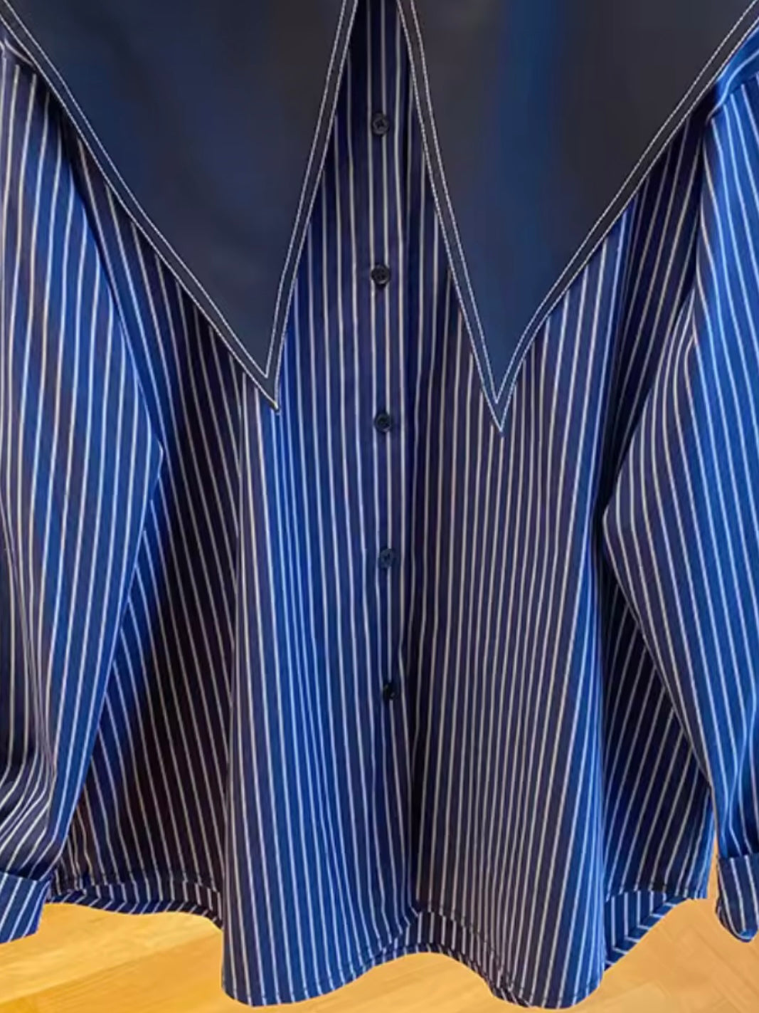 Navy blue flaps neck shirt