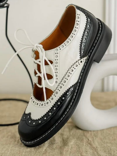 Black and white lace up oxfords