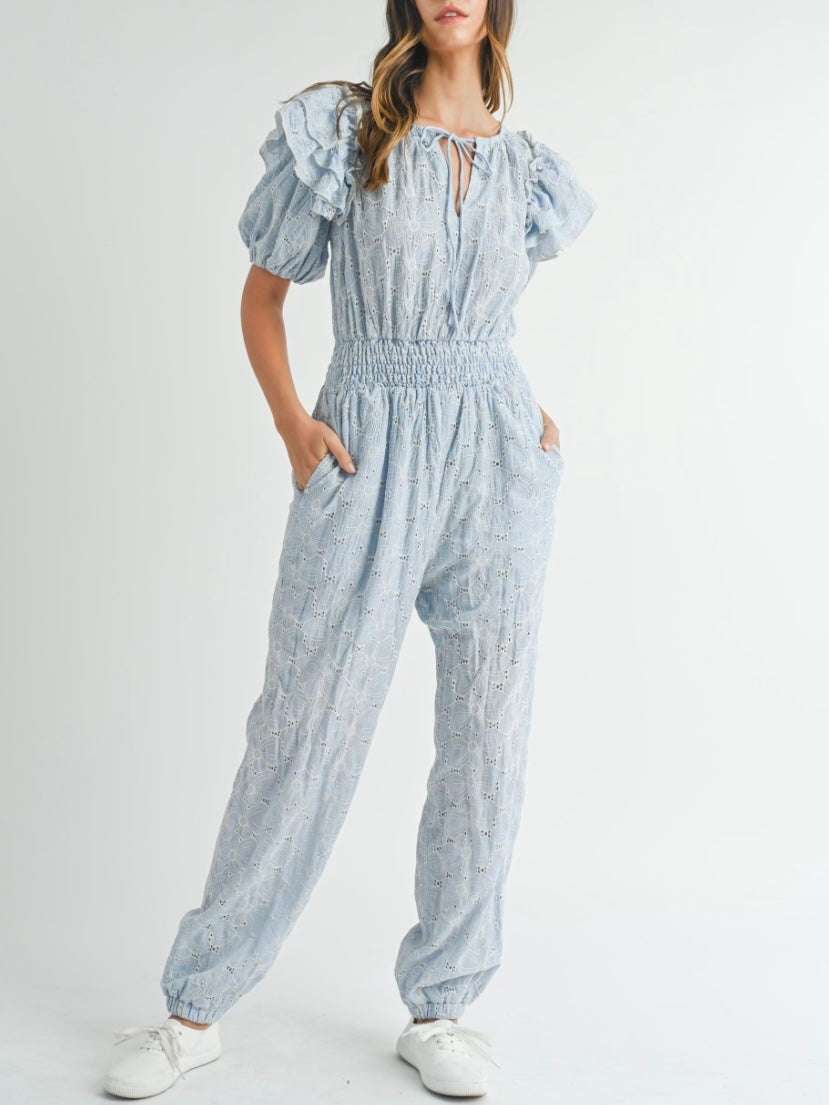 Light blue lace jumper overall