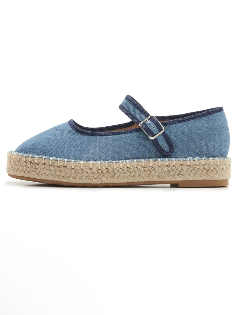 Canvas wedge espadrilles flat platform double strap