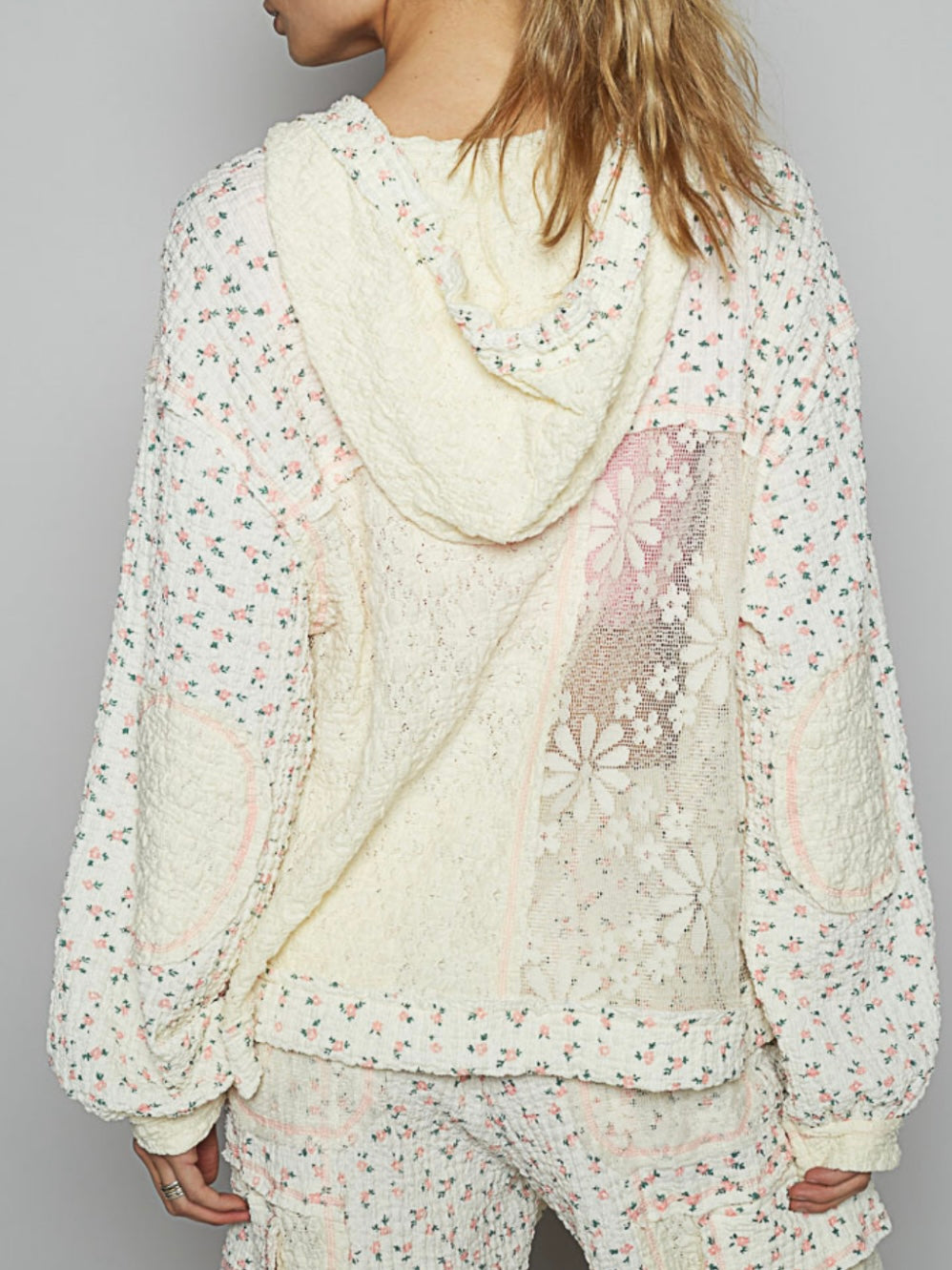 Off white pattern pants and hoodie set