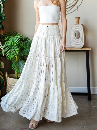 Off white eyelet maxi skirt