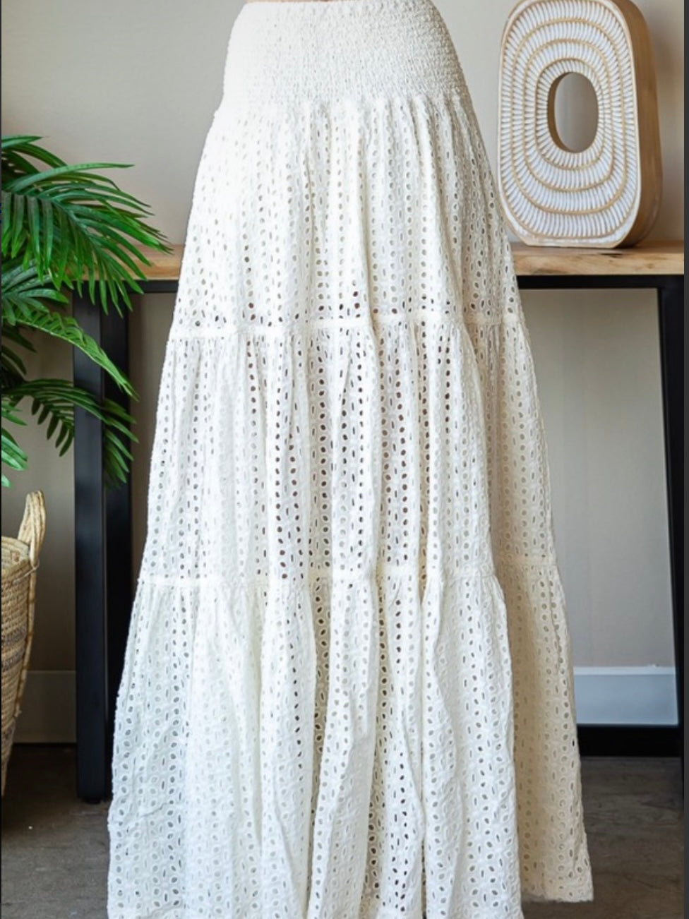 Off white eyelet maxi skirt