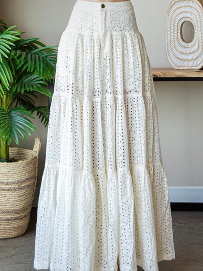 Off white eyelet maxi skirt