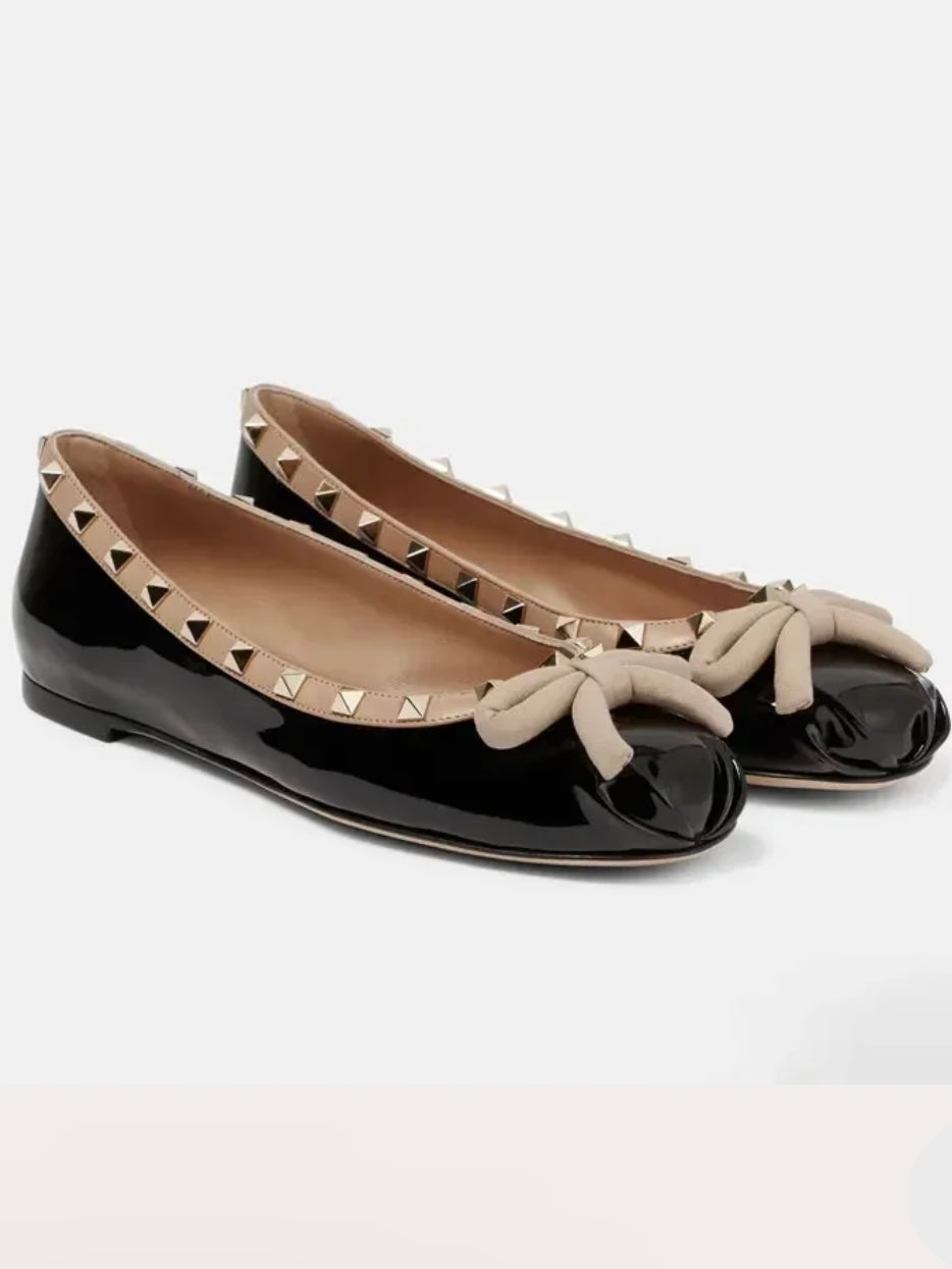 Black ballet slip on flats loafers shoes