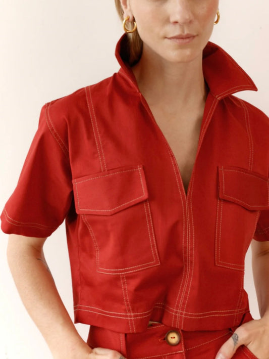 Red denim shirt Freya