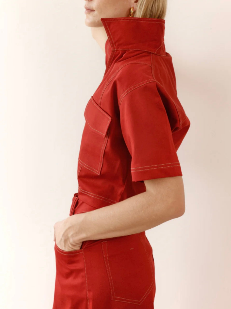 Red denim shirt Freya