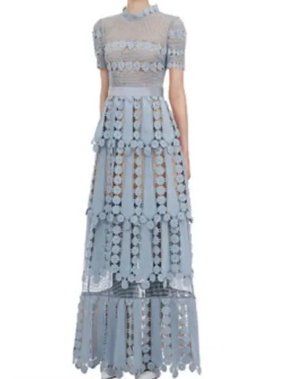 Light blue embroidered maxi dress