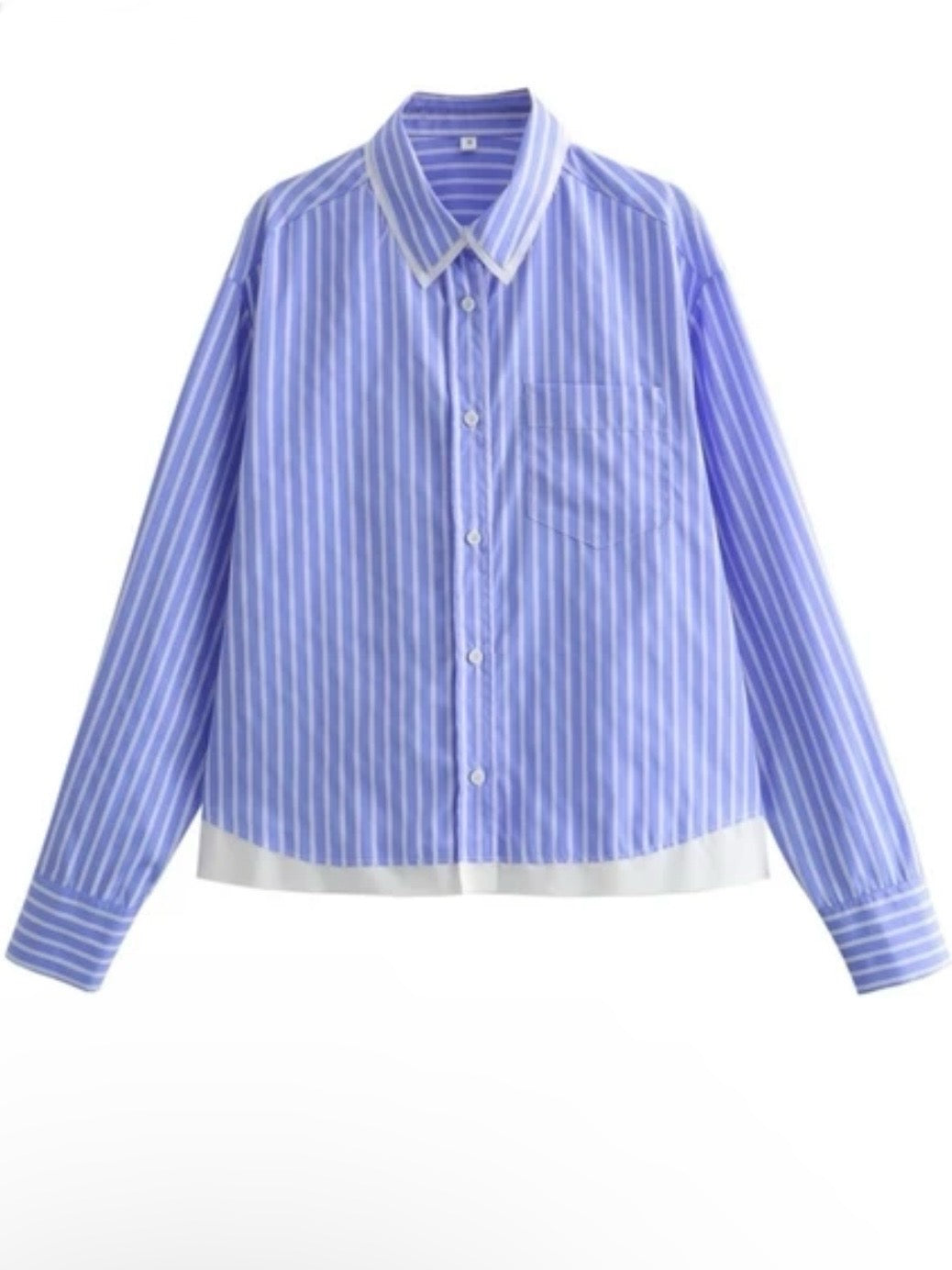 Light blue striped front shirt
