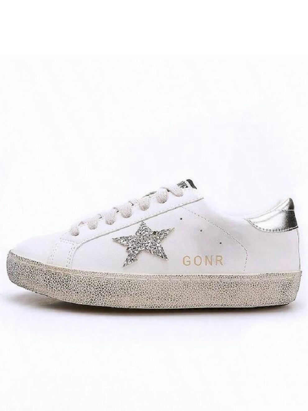 White silver star dirty sneakers
