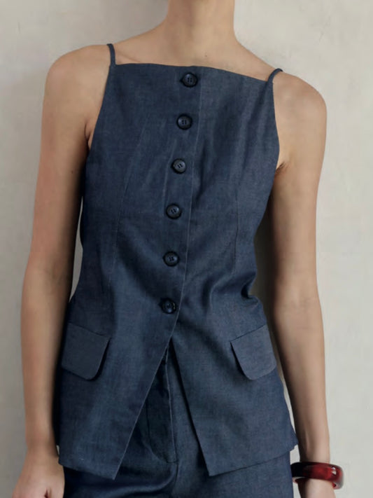 Malva blue denim top