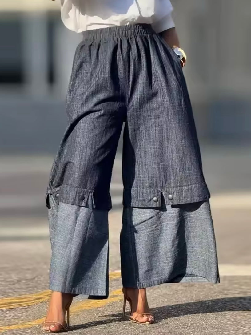 Blue denim extra wide loose pants