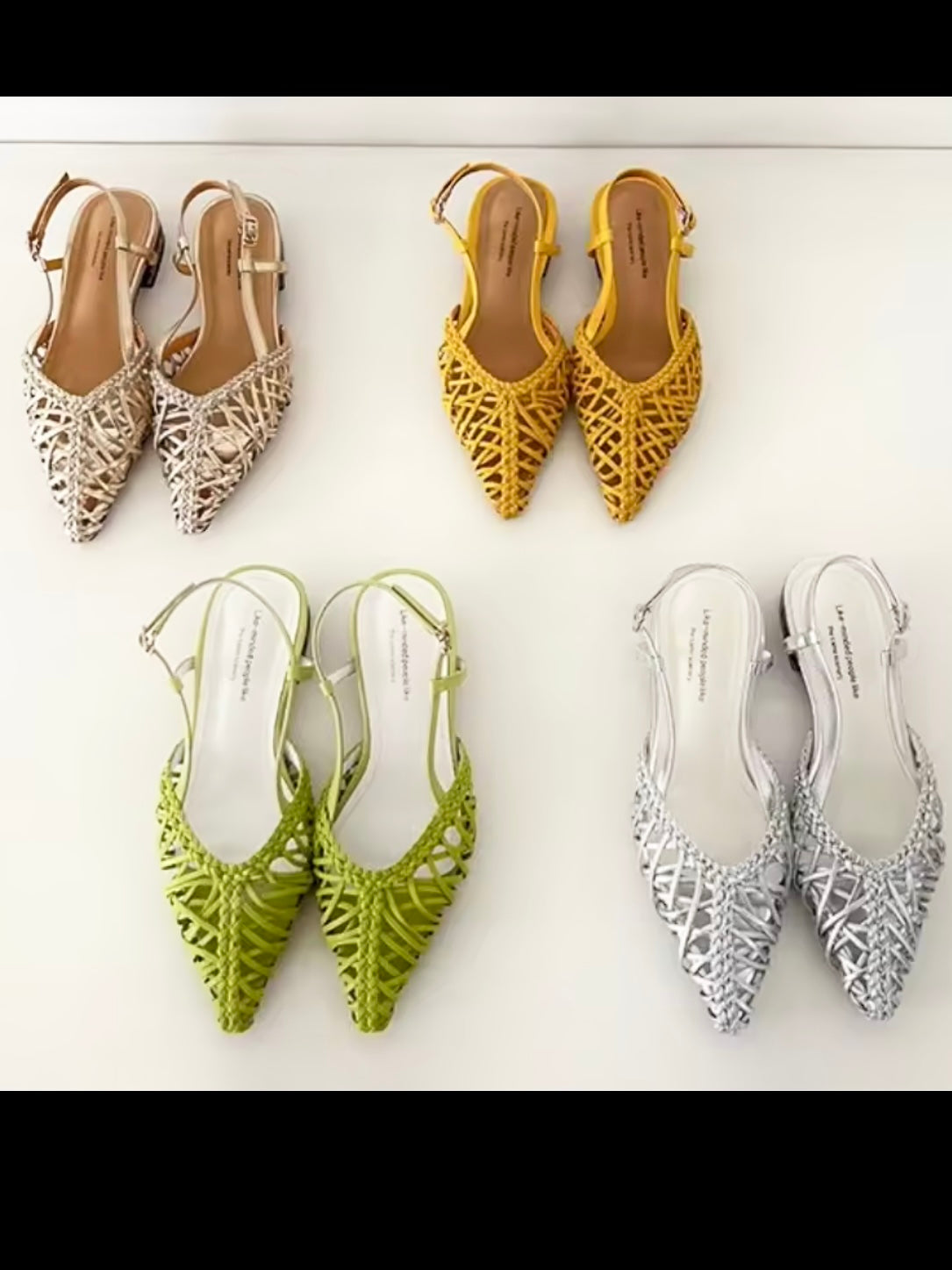 Pointed Solid colors net flats shoes slingshot