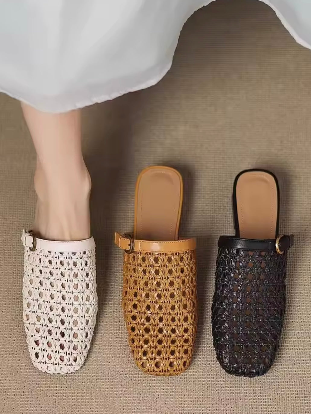 Solid colors net rounded slippers flats shoes