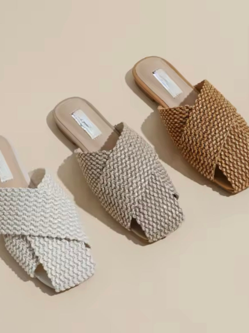 Terra solid colors rounded slippers flats shoes