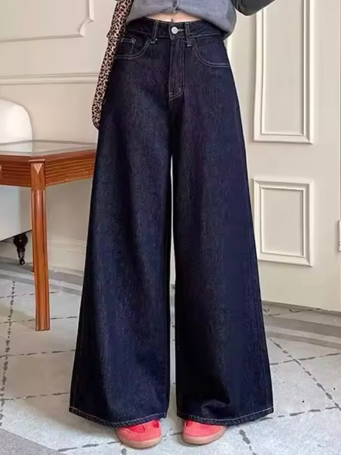 Dark blue wide jeans pants