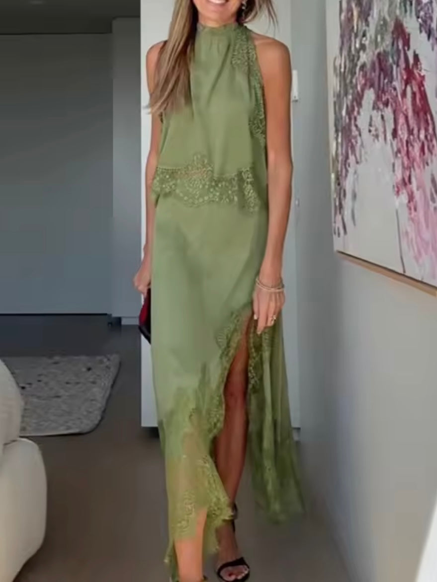 Solid colors lace Set of 2 top and skirt