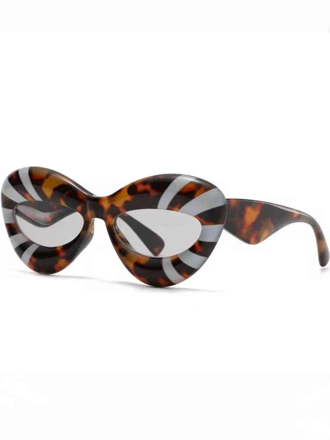 Oval cat eye striped sunglasses