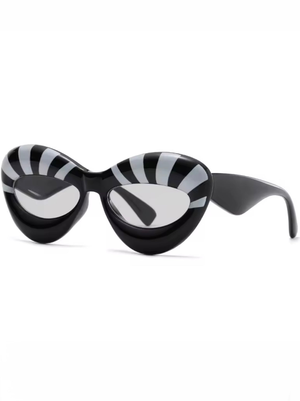 Oval cat eye striped sunglasses