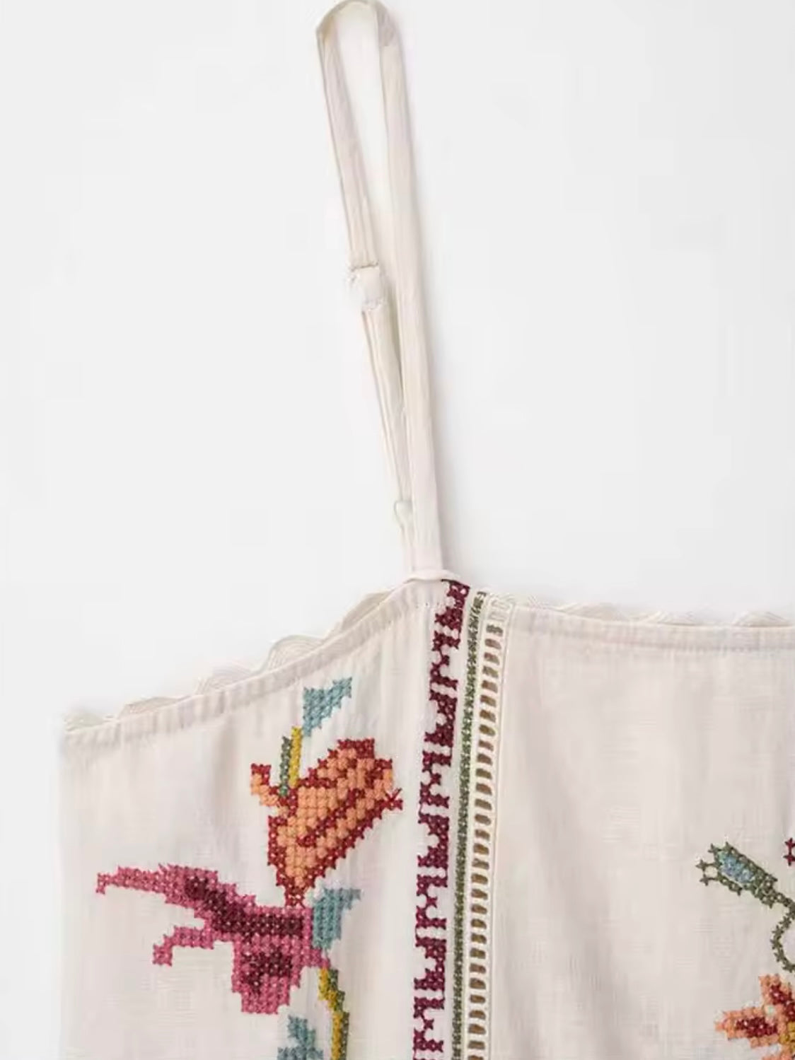 Off white embroidered midi dress