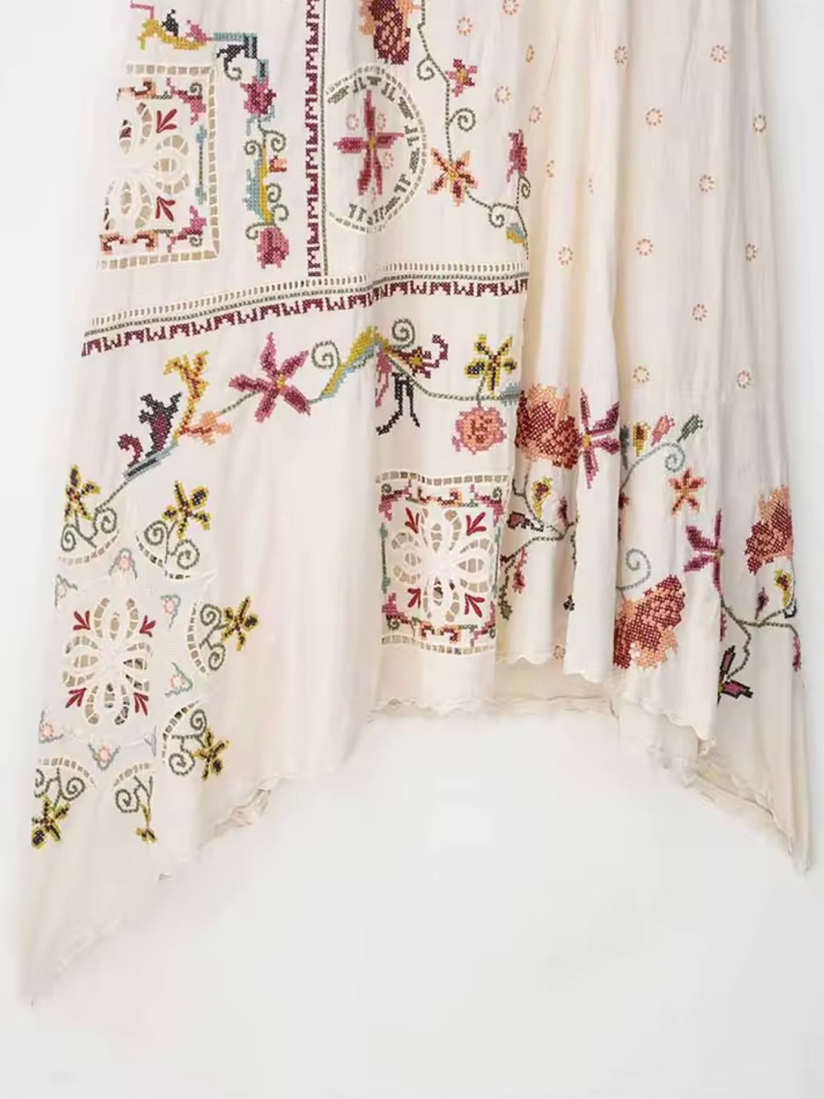 Off white embroidered midi dress