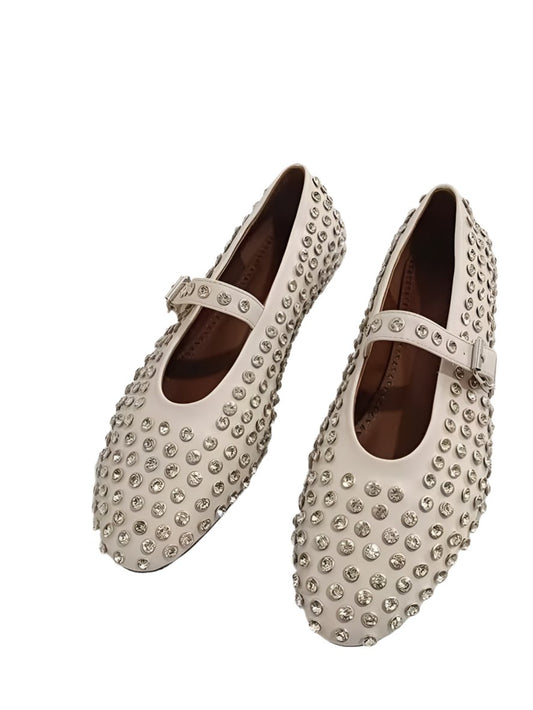 Almond studded flats shoes - Wapas