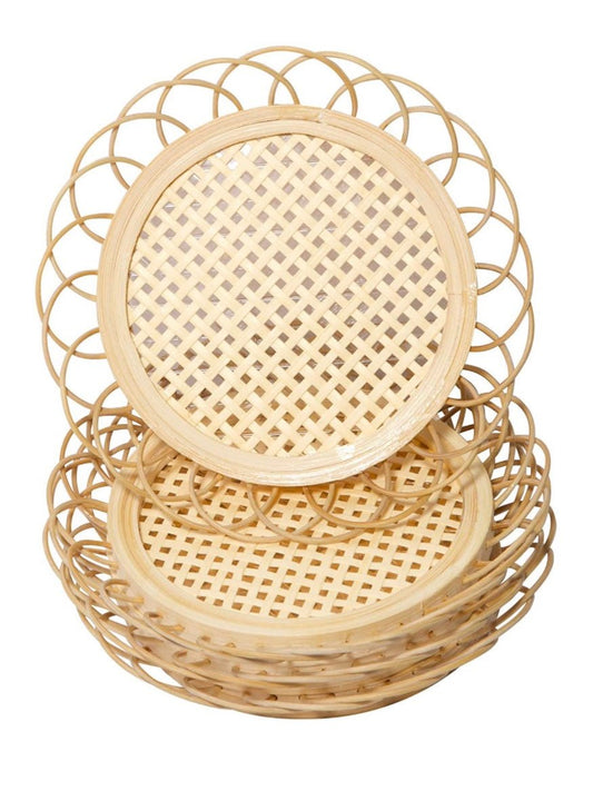 Bamboo rattan coasters . Set of 4 - Wapas