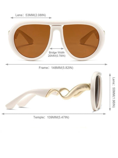 Beige and brown zigzag leg sunglasses - Wapas