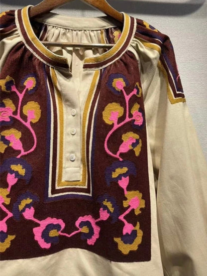 Beige and burgundy floral shirt - Wapas