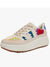 Beige and multicolored knitted fabric sneakers shoes - Wapas