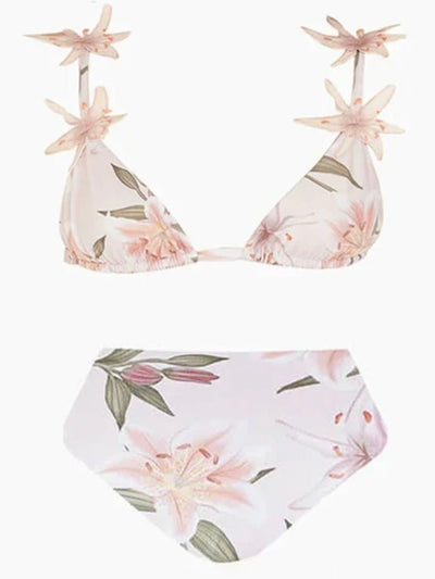 Beige and pink flowers top / bottom bikini - Wapas