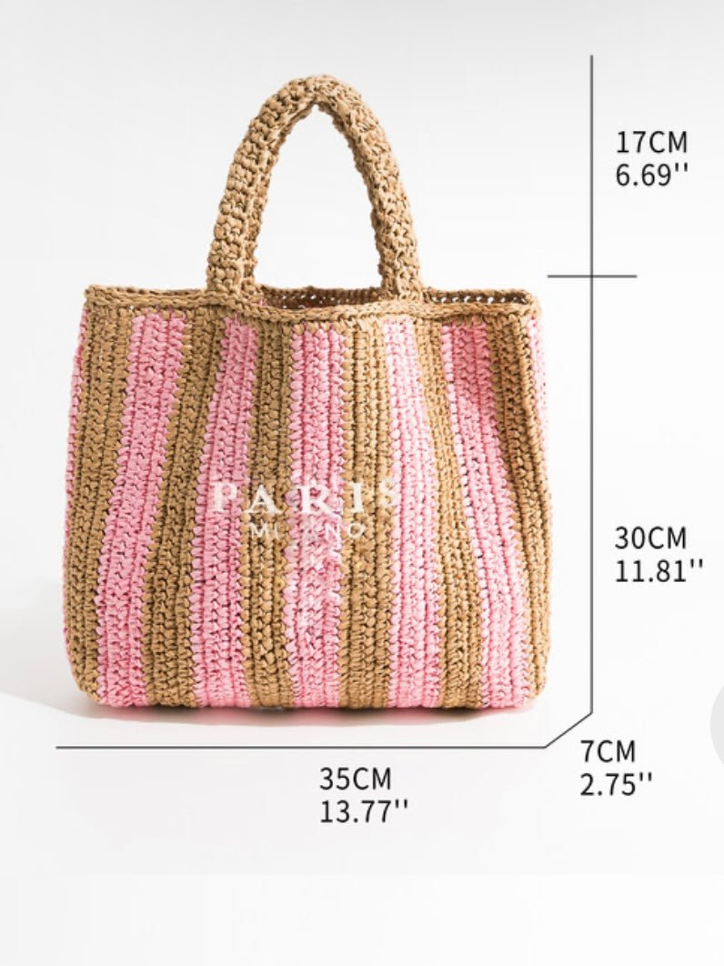 Beige and pink raffia tote bag - Wapas