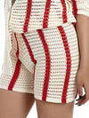 Beige and red stripes knitted sweatsuit and short set - Wapas