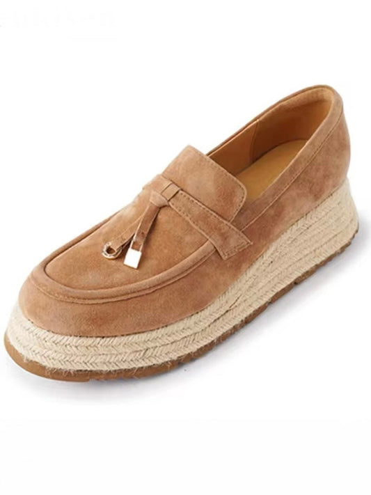 Beige apricot slip on espadrilles platform - Wapas