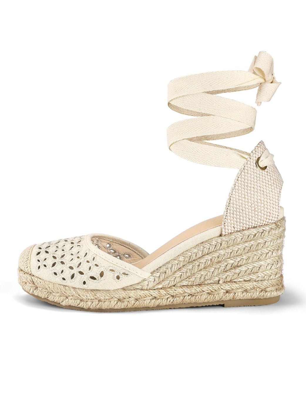 Beige canvas espadrilles high heels platform - Wapas