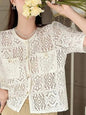 Beige crochet lace jacket - Wapas