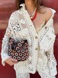 Beige crochet lace jacket - shaket - Wapas